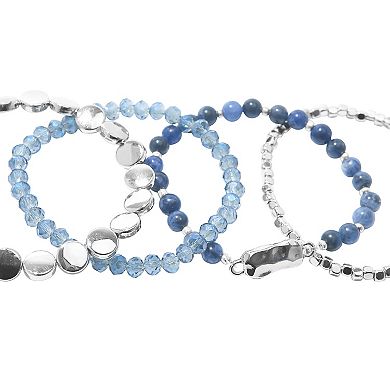 Sonoma Goods For Life® Silver Tone Blue Beaded 4-Pack Stretch Bracelets Set