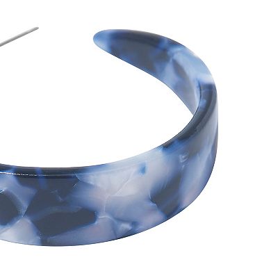 Sonoma Goods For Life?? Silver Tone Blue & Black Marbled Acetate C-Hoop Earrings