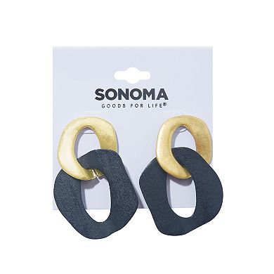 Sonoma Goods For Life® Gold Tone Black Wood Link Drop Earrings