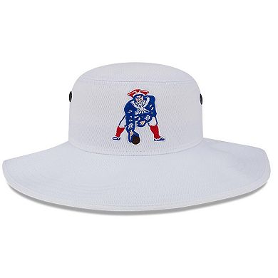 Men's New Era White New England Patriots 2023 NFL Training Camp Throwback Panama Bucket Hat