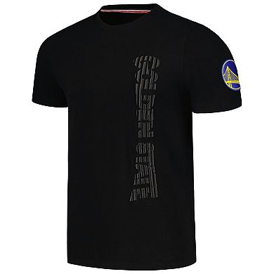 Men's FISLL  Black Golden State Warriors 3D Puff Print Sliced Logo T-Shirt