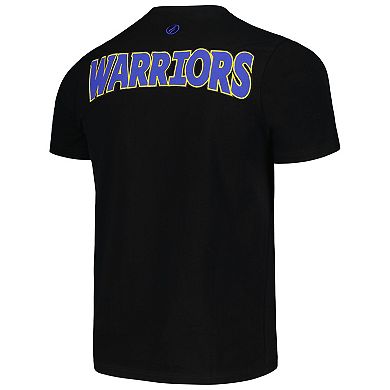 Men's FISLL  Black Golden State Warriors 3D Puff Print Sliced Logo T-Shirt