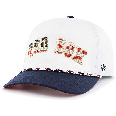 Men's '47 White Boston Red Sox Flag Script Hitch Snapback Hat