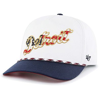 Men's '47 White Detroit Tigers Flag Script Hitch Snapback Hat