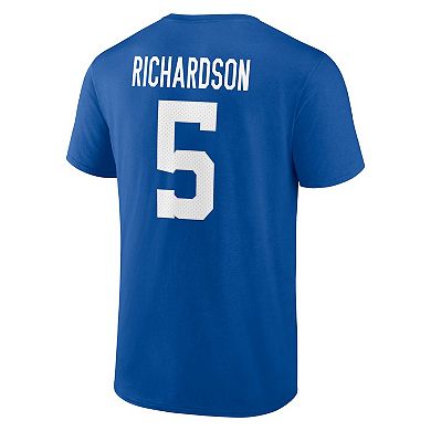 Men's Fanatics Branded Anthony Richardson Royal Indianapolis Colts 2023 NFL Draft First Round Pick Icon Name & Number T-Shirt