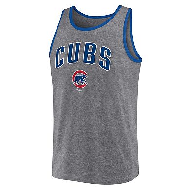 Men's Fanatics Branded  Heather Gray Chicago Cubs Primary Tank Top