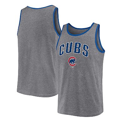 Men's Fanatics Branded  Heather Gray Chicago Cubs Primary Tank Top