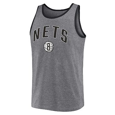 Men's Fanatics Branded Heather Gray Brooklyn Nets Primary Logo Tank Top
