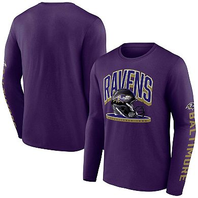 Men's Fanatics Branded  Purple Baltimore Ravens Helmet Platform Long Sleeve T-Shirt