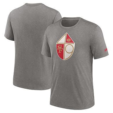 Men's Nike Heather Charcoal San Francisco 49ers Rewind Logo Tri-Blend T-Shirt