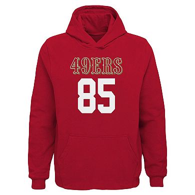 Youth George Kittle Scarlet San Francisco 49ers Mainliner Player Name & Number Pullover Hoodie