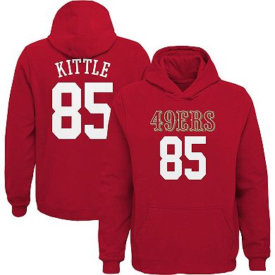 Youth George Kittle Scarlet San Francisco 49ers Mainliner Player Name & Number Pullover Hoodie