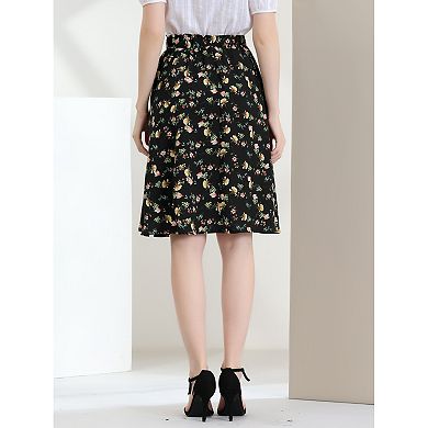 Women's Floral Printed Knee Length A-Line Summer Skirt