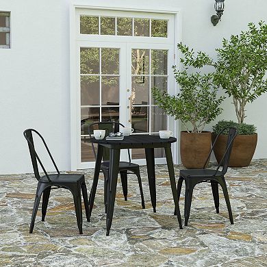 Merrick Lane Dryden Indoor/Outdoor Dining Table, 30" Round All Weather Poly Resin Top with Steel Base