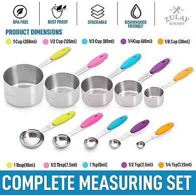 Zulay Kitchen Measuring Cups and Spoon - 10 Piece Set