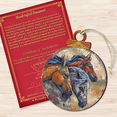 Let Them Run Horse Heads Wooden Ornament by J. Bergsma - Wildlife Holiday Decor