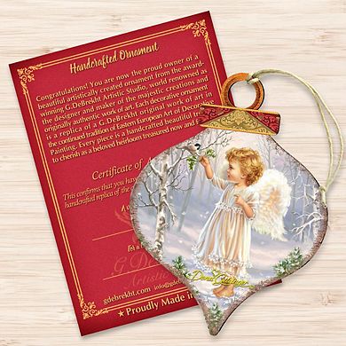 Little Angel Winter Blessings Wooden Ornament by Gelsinger - Nativity Holiday Decor