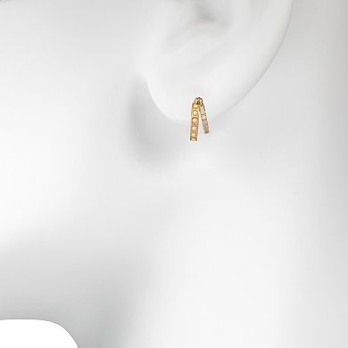 LC Lauren Conrad Simulated Pearl & Crystal Hoop Earrings