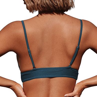 Women's CUPSHE V-Neck Ribbed Adjustable Spaghetti Strap Bikini Top