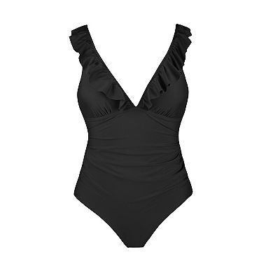 Women's CUPSHE Ruffled Plunge V-Neck Ruched Maternity One-Piece Swimsuit