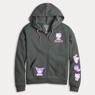 Juniors' Hello Kitty Cartoon Patches Zip-Up Graphic Hoodie