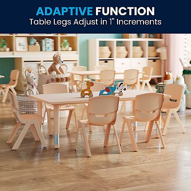 Flash Furniture Emmy Rectangular Plastic Adjustable Activity Table Set with 6 Chairs