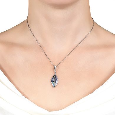 Main and Sterling Oxidized Sterling Silver Abalone Leaf Pendant Necklace