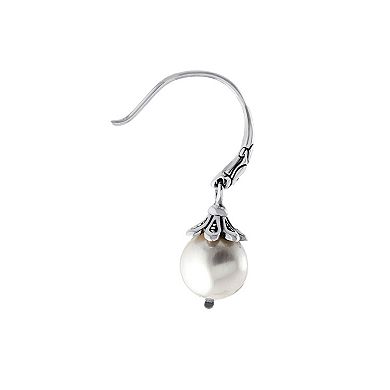 Main and Sterling Oxidized Sterling Silver Cultured Freshwater Pearl Drop Earrings