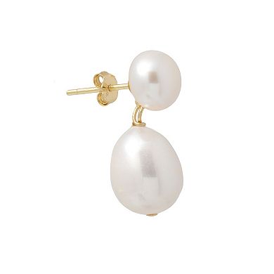 Main and Sterling 18k Gold Over Silver Cultured Freshwater Pearl Drop Earrings