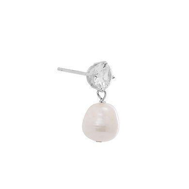 Main and Sterling Sterling Silver Cubic Zirconia & Cultured Freshwater Pearl Drop Earrings