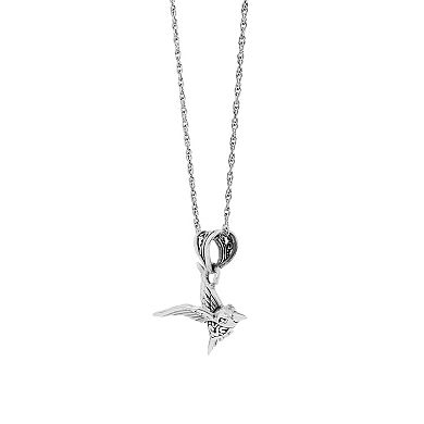 Main and Sterling Oxidized Sterling Silver Hummingbird Pendant Necklace 