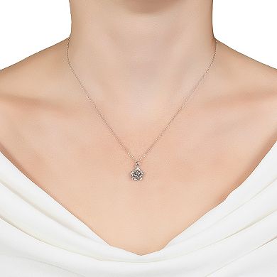 Main and Sterling Sterling Silver 3D Flower Pendant Necklace