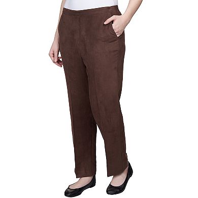 Women's Alfred Dunner Micro Suede Flat Front Average Length Pants