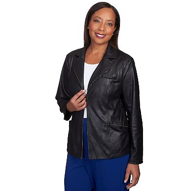 Women's Alfred Dunner Faux-Leather Blazer Jacket