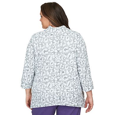 Plus Size Alfred Dunner Animal Jacquard Cowl Neck Top