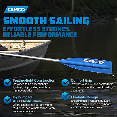Camco CROOKED CREEK 7' Lightweight Synthetic Boat Oar with Comfort Grip, Blue