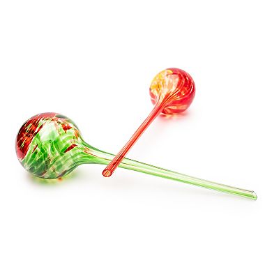 Two Pack Self-Watering Plant Large Aqua Globes, Red-Yellow