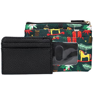 Julia Buxton Holiday Nutcracker Printed Faux Leather Large ID Coin Case