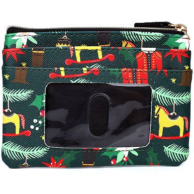 Julia Buxton Holiday Nutcracker Printed Faux Leather Large ID Coin Case