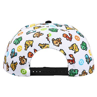 Men's Pokemon Starters & Eevee Allover Print Snapback Hat