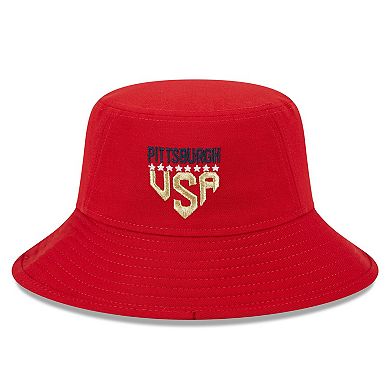 Men's New Era  Red Pittsburgh Pirates 2023 Fourth of July Bucket Hat