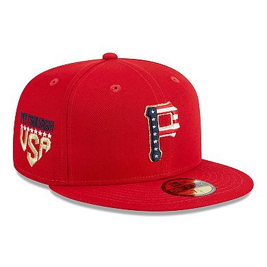 Men's New Era  Red Pittsburgh Pirates 2023 Fourth of July 59FIFTY Fitted Hat
