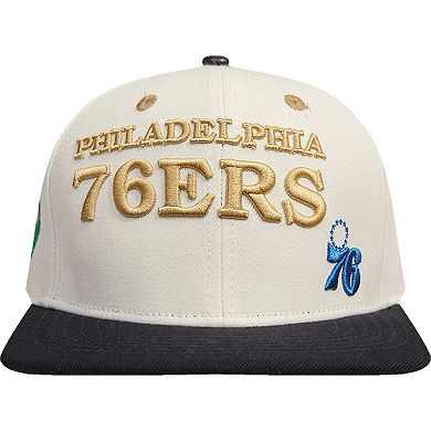 Men's Cream/Black Philadelphia 76ers Album Cover Snapback Hat