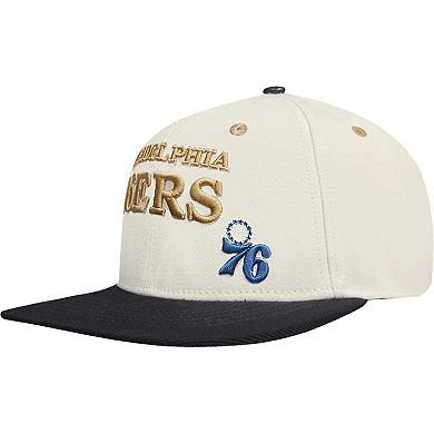 Men's Cream/Black Philadelphia 76ers Album Cover Snapback Hat