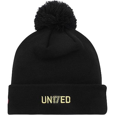 Men's New Era  Black Atlanta United FC Jersey Hook Cuffed Knit Hat with Pom