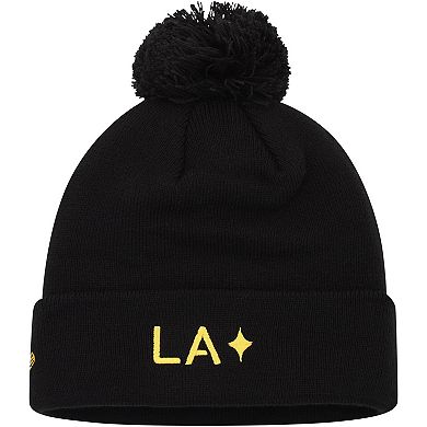Men's New Era  Black LA Galaxy Jersey Hook Cuffed Knit Hat with Pom