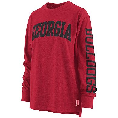 Women's Pressbox Red Georgia Bulldogs Plus Size Two-Hit Canyon Long Sleeve T-Shirt