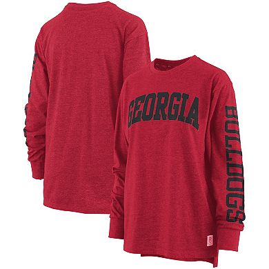 Women's Pressbox Red Georgia Bulldogs Plus Size Two-Hit Canyon Long Sleeve T-Shirt