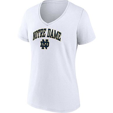Women's Fanatics Branded White Notre Dame Fighting Irish Evergreen Campus V-Neck T-Shirt