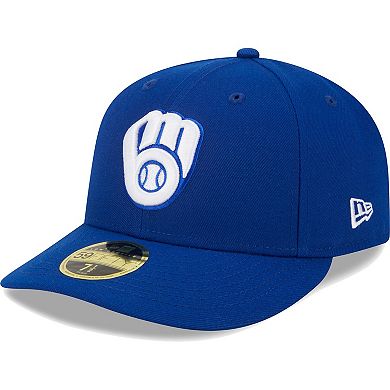 Men's New Era  Royal Milwaukee Brewers White Logo Low Profile 59FIFTY Fitted Hat